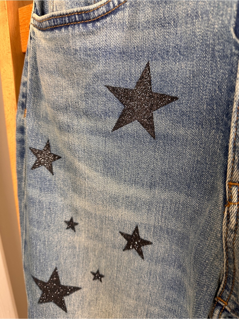 Pilcro High Rise Star-Print Blue Denim Jeans - Picture 2 of 7